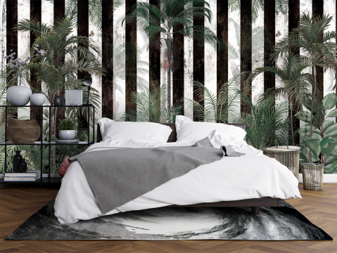 Tropical - model fototapet fara imbinari personalizat ieftin pentru dormitor sau living motiv tropical