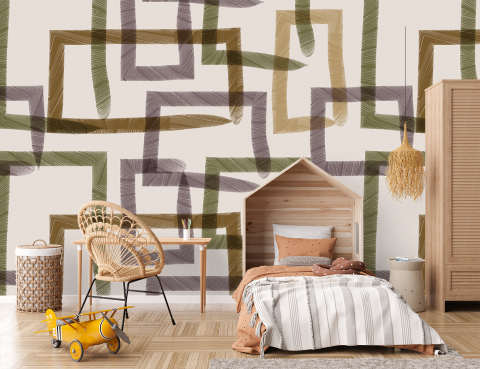 Fototapet fara imbinari - Fototapet Fara Imbinari Linii Geometrice Bej