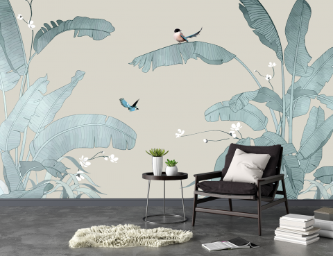 Frunze - Fototapet Fara Imbinari  Living & Dormitor - Blue Tropic