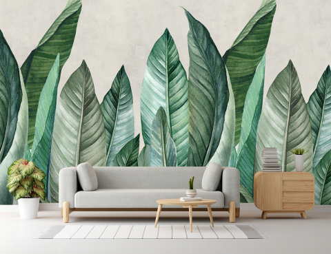 Frunze - Fototapet fara imbinari Living & Dormitor - Green Tropic