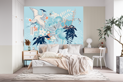 Fototapet fara imbinari Oriental Pattern Pasare Frunze [2]