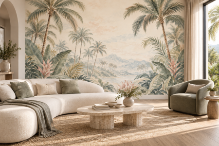 Tropical - Fototapet Palmieri – Paradis în Culori Blânde | Dreamwall.ro