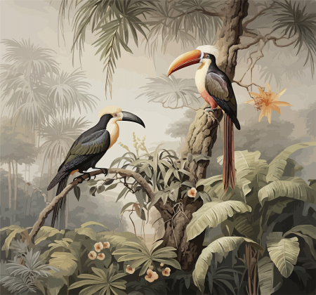 Fototapet fara imbinari Parrots in Jungle [2]