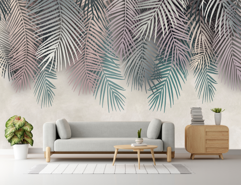Frunze - Fototapet fara imbinari - Pastel Palm