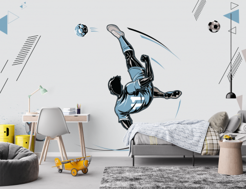 Fototapet fara imbinari pentru copii - Blue Soccer [1]
