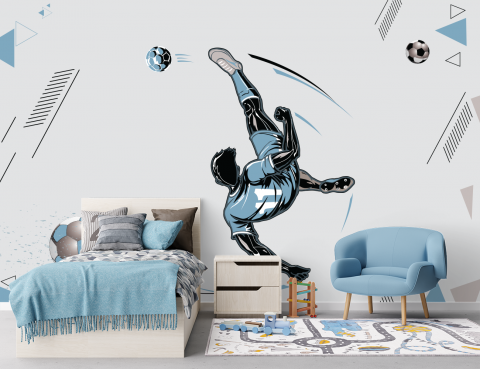 Pentru copii - Fototapet fara imbinari pentru copii - Blue Soccer