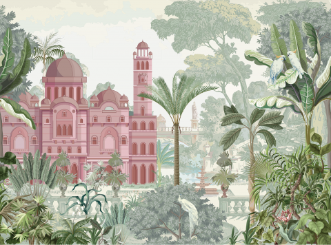 Fototapet fara Imbinari pentru copii Castel Roz In Padure Tropicala [3]