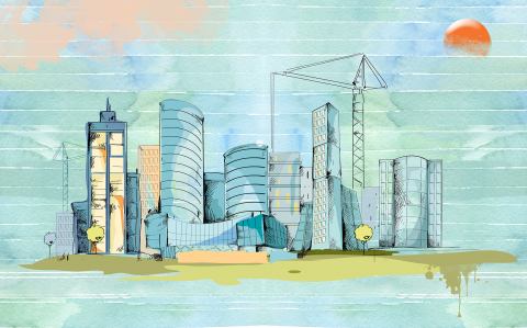 Fototapet fara imbinari Watercolour City [1]