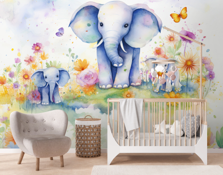Watercolor - Fototapet fara imbinari Watercolour Elephant