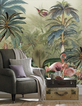 Tropical - Fototapet Flamingi dream fara imbinari