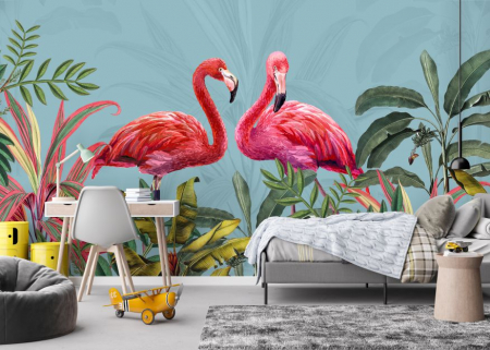 Frunze - Fototapet Flamingo