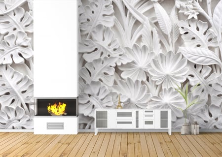 Frunze - Fototapet Iluzie Flori 3D