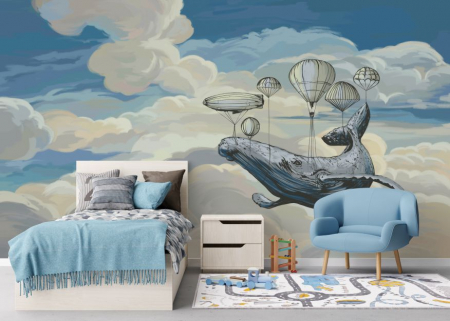 Pentru copii - Fototapet Flying Whale