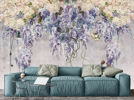 Watercolor - Fototapet fara imbinari Beautiful Watercolor Lilac Branches