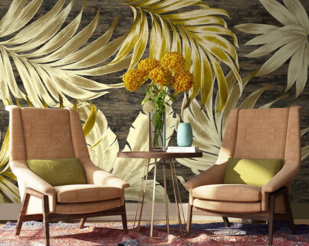 Frunze - Fototapet Golden Tropical Leafs