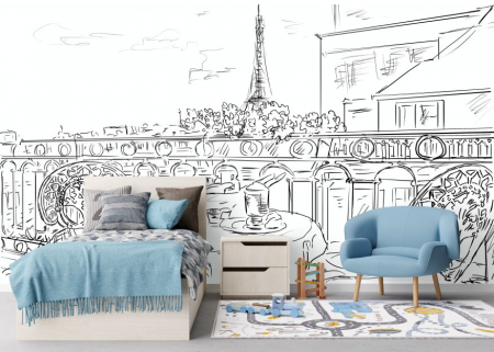 Fototapet Paris Drawing