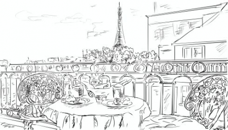 Fototapet Paris Drawing [1]
