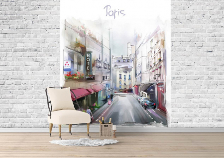 Fototapet Paris Watercolor City Scape