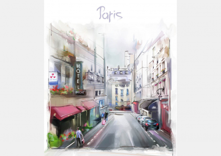 Fototapet Paris Watercolor City Scape [1]