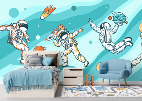 Fototapet pentru copii Astronauiti In Spatiu [1]