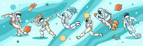 Fototapet pentru copii Astronauiti In Spatiu [3]