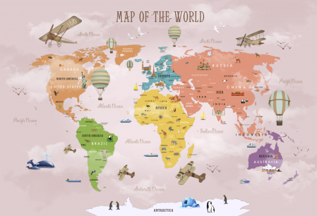 Fototapet Pink world map [2]
