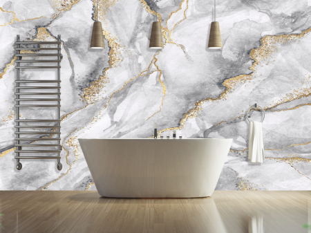 Fototapet fara imbinari Fluid Art Gold And Gray [1]