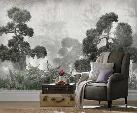Tropical - Fototapet fara imbinari Rainforest Foggy