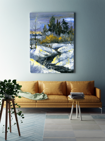 Tablouri Canvas - Tablou canvas 70 x 140 Peisaj Munte Iarna Padure