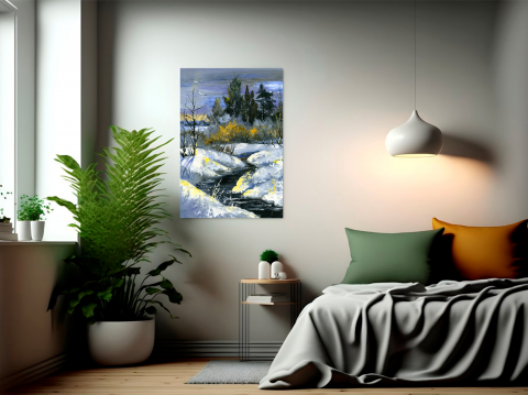 Tablou canvas 70 x 140 Peisaj Munte Iarna Padure [1]
