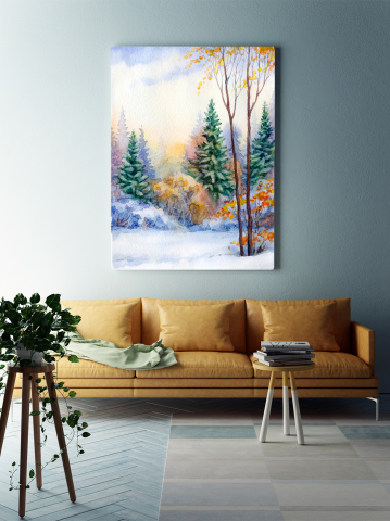 Tablou Canvas Peisaj Iarna Brazi Munte Craciun Padure [1]