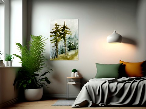 Tablou Canvas peisaj iarna munte brazi [3]