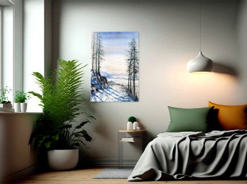 Tablou Canvas Peisaj Munte Iarna Zapada [2]