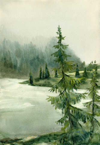 Tablou canvas Peisaj Munte Primavara Lac