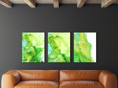 Tablouri Canvas - Tablou Picture Of Green Flowing Colors 3xL60xH100cm