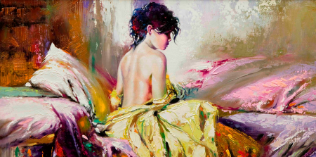 Tablou Pe Panza - Girl In A Yellow Dress [1]