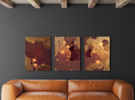 Tablouri Canvas - Tablou Red Golden Night Sky 3xL60xH100cm