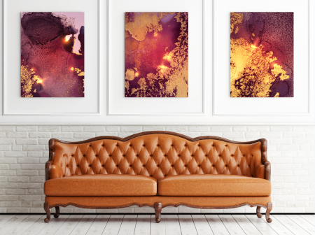 Tablou Red Resin Art mock-up in camera / model