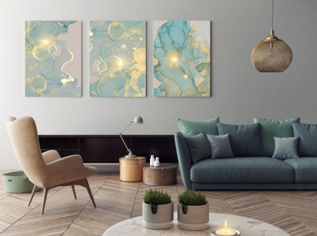 Tablouri Canvas - Tablou Turquoise Alcohol Ink mock-up in camera / model
