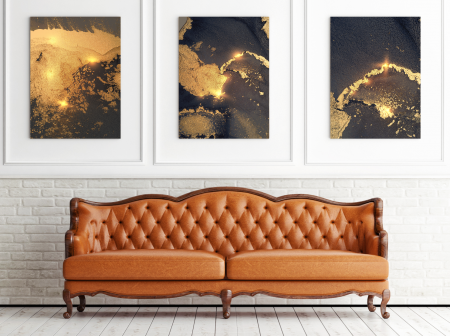Tablouri Canvas - Tablou Marble Glam Liquid Art 3xL60xH100cm