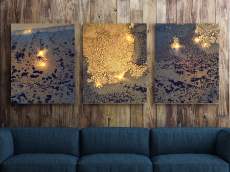 Tablouri Canvas - Tablou Stormy Golden Clouds 3xL60xH100cm