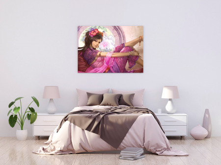 Tablouri Canvas - Tablou Canvas Girl In A Pink Dress L80XH50cm