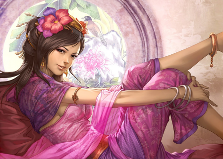 Tablou Canvas Girl In A Pink Dress L80XH50cm [1]
