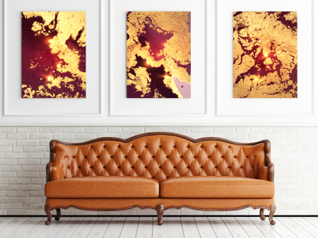 Tablou Raspberry And Gold Marble mock-up in camera / model