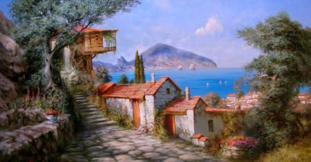 Tablou Pe Panza - Village In The Mountains [1]