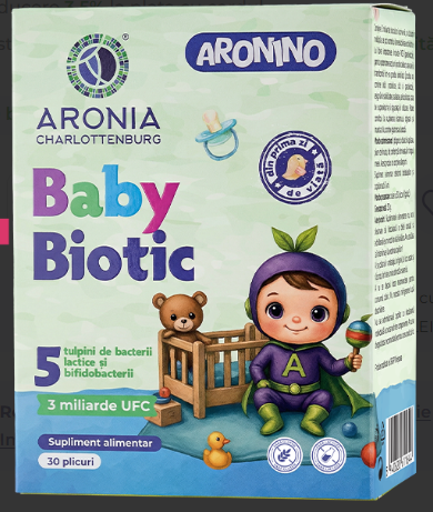 Aronino Baby Biotic – 5 Tulpini Probiotice + FOS, 30 Plicuri – Microbiom și Confort Digestiv pentru Bebeluși [2]