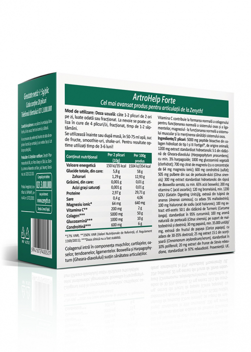 ArtroHelp Forte, 28 plicuri(Colagen I si III,glucozamina, condroitina,ac. hialuronic,Boswellia) Dureri articulare [2]