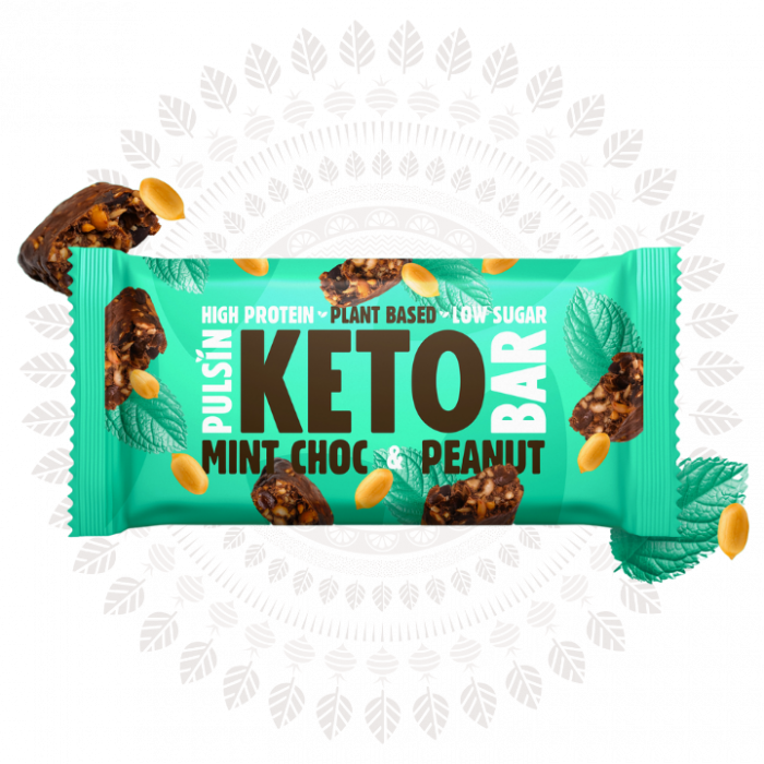 Baton Proteic Keto cu Ciocolata, Menta si Arahide 50g [1]