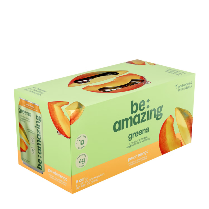Be Amazing Greens Rtd Peach Mango Flavor, Bautura Revitalizanta Cu Superalimente Cu Aroma De Mango Si Piersica, 355 Ml [4]
