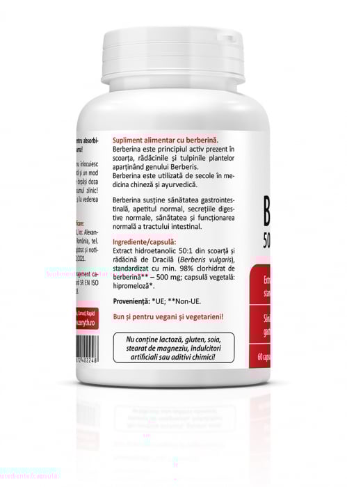 Berberina 500 mg- Reglarea glicemiei, colesterolului si trigliceridelor * 60 cps [2]